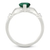 Thumbnail Image 2 of Heart-Shaped Lab-Created Emerald & White Lab-Created Sapphire Claddagh Ring Sterling Silver