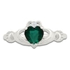 Thumbnail Image 3 of Heart-Shaped Lab-Created Emerald & White Lab-Created Sapphire Claddagh Ring Sterling Silver