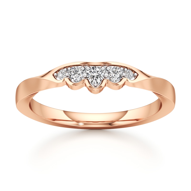 Main Image 1 of J'Lure Lab-Created Diamond Scalloped Wedding Band 1/8 ct tw 18K Rose Gold