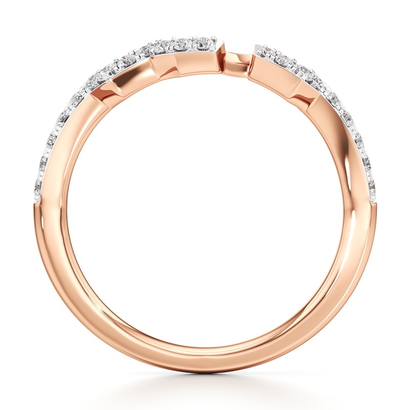 Main Image 2 of J'Lure Lab-Created Diamond Angled Contour Wedding Band 1/5 ct tw 18K Rose Gold