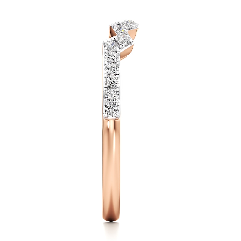 Main Image 3 of J'Lure Lab-Created Diamond Angled Contour Wedding Band 1/5 ct tw 18K Rose Gold