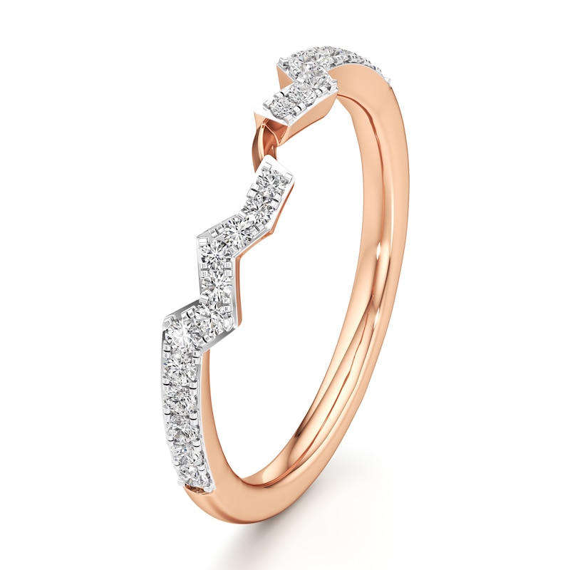 Main Image 4 of J'Lure Lab-Created Diamond Angled Contour Wedding Band 1/5 ct tw 18K Rose Gold