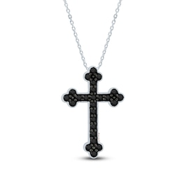 Pnina Tornai Black Diamond Cross Necklace 5/8 ct tw 14K White Gold 18&quot;