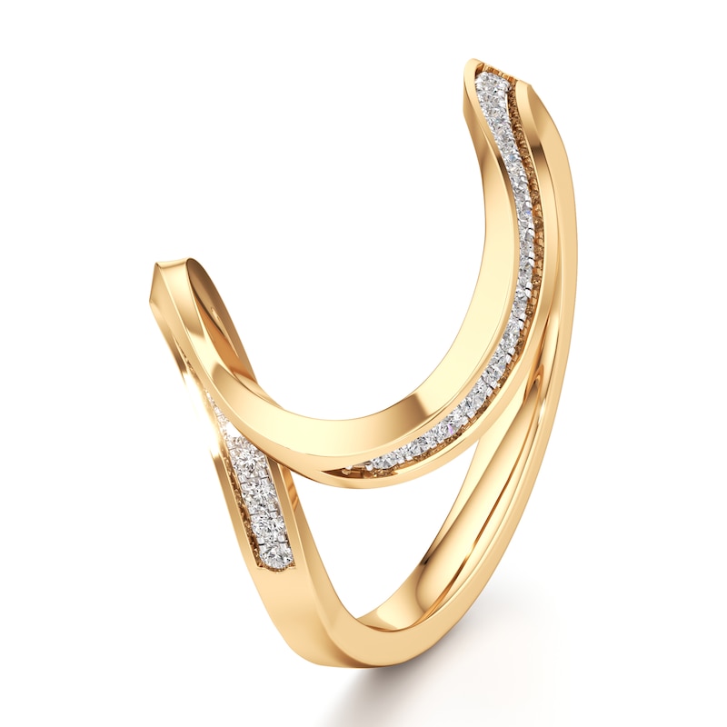 Main Image 4 of J'Lure Lab-Created Diamond Contour Wedding Band 1/6 ct tw 18K Yellow Gold