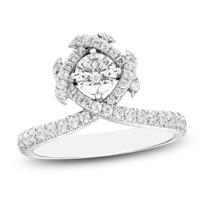 Main Image 1 of Unspoken Round-Cut Diamond Halo Ring 1 ct tw 14K White Gold