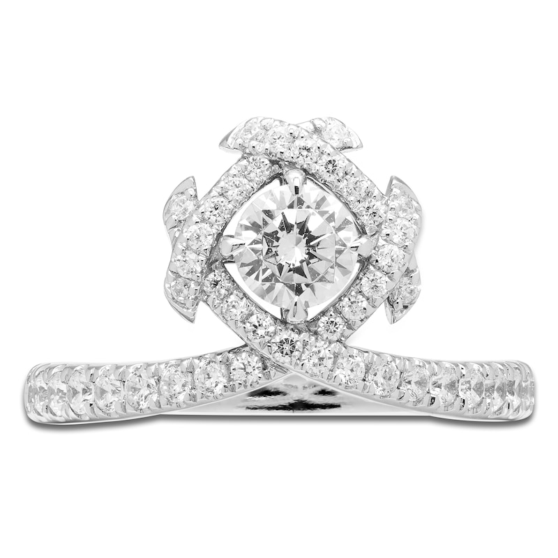 Main Image 3 of Unspoken Round-Cut Diamond Halo Ring 1 ct tw 14K White Gold