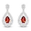 Thumbnail Image 1 of Pear-Shaped Natural Garnet & Diamond Dangle Earrings 1/6 ct tw Sterling Silver