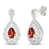 Thumbnail Image 2 of Pear-Shaped Natural Garnet & Diamond Dangle Earrings 1/6 ct tw Sterling Silver