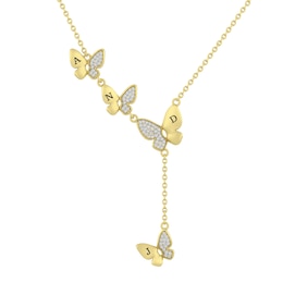 Family & Mother's Butterfly Necklace (4 Lines)