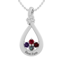 Birthstone Family & Mother's Necklace (1-4 Stones and 1 Line)