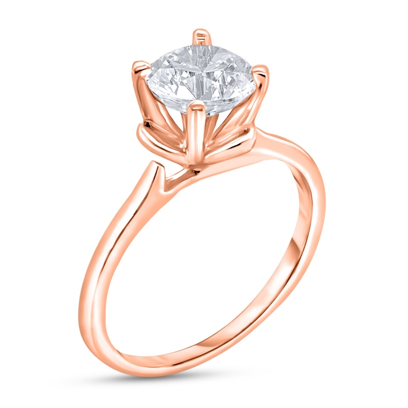 Main Image 2 of Diamond Solitaire Floral Engagement Ring 2 ct tw Round 14K Rose Gold (I2/I)