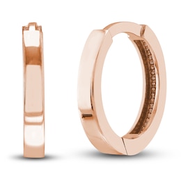 Polished Square Huggie Earrings 14K Rose Gold 12.35mm