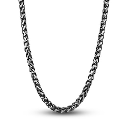 Men's Solid Wheat Chain Necklace Black Ion-Plated Stainless Steel 24&quot; 5mm