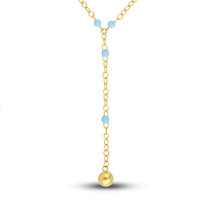 Main Image 2 of Lariat Necklace Light Blue Enamel 14K Yellow Gold