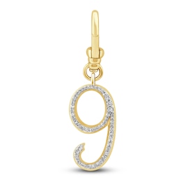 Charm'd by Lulu Frost Diamond Number 9 Charm 1/8 ct tw Pavé Round 10K Yellow Gold
