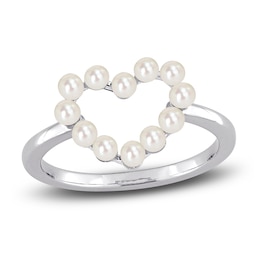 Freshwater Cultured Pearl Heart Ring 14K White Gold