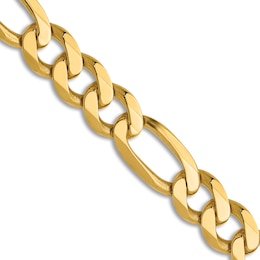 Flat Solid Figaro Chain Necklace 14K Yellow Gold 22&quot; 10.0mm