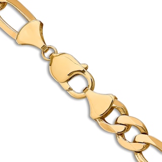 Flat Solid Figaro Chain Necklace 14K Yellow Gold 22