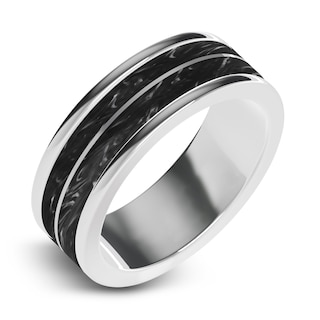 Men's Wedding Band White Tungsten/Carbon Fiber/ Titanium 8.0mm | Jared