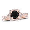 Thumbnail Image 1 of Black & White Diamond Halo Engagement Ring 1-1/2 ct tw Round 14K Rose Gold