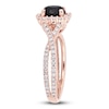 Thumbnail Image 1 of Black & White Diamond Halo Engagement Ring 1-1/2 ct tw Round 14K Rose Gold