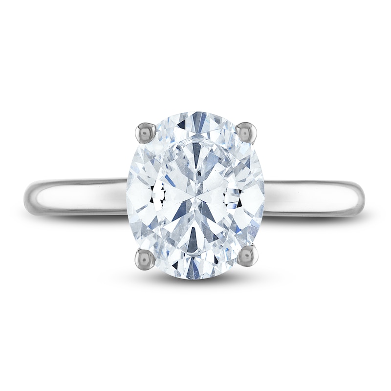 Main Image 3 of Lab-Created Diamond Solitaire Engagement Ring 2 ct tw Oval/Round Platinum