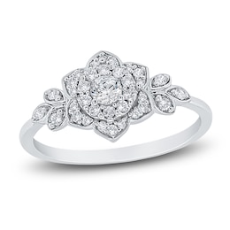 Diamond Floral Ring 1/4 ct tw Round 14K White Gold