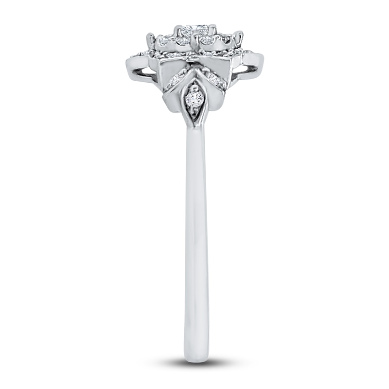 Main Image 2 of Diamond Floral Ring 1/4 ct tw Round 14K White Gold