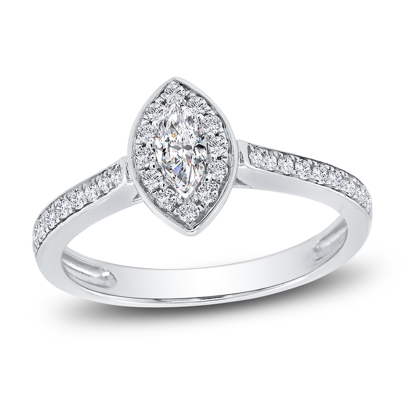 Main Image 1 of Diamond Frame Ring 3/8 ct tw Round/Marquise 14K White Gold