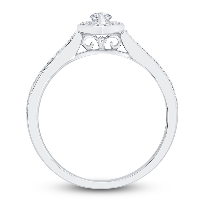 Main Image 4 of Diamond Frame Ring 3/8 ct tw Round/Marquise 14K White Gold