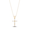 Thumbnail Image 1 of Children's White Lab-Created Sapphire Cross Necklace 14K Yellow Gold 16&quot;