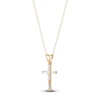 Thumbnail Image 2 of Children's White Lab-Created Sapphire Cross Necklace 14K Yellow Gold 16&quot;