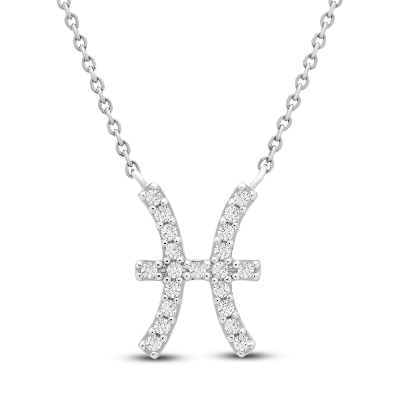 Diamond Pisces Necklace 1/10 ct tw Round 14K White Gold 16.75"