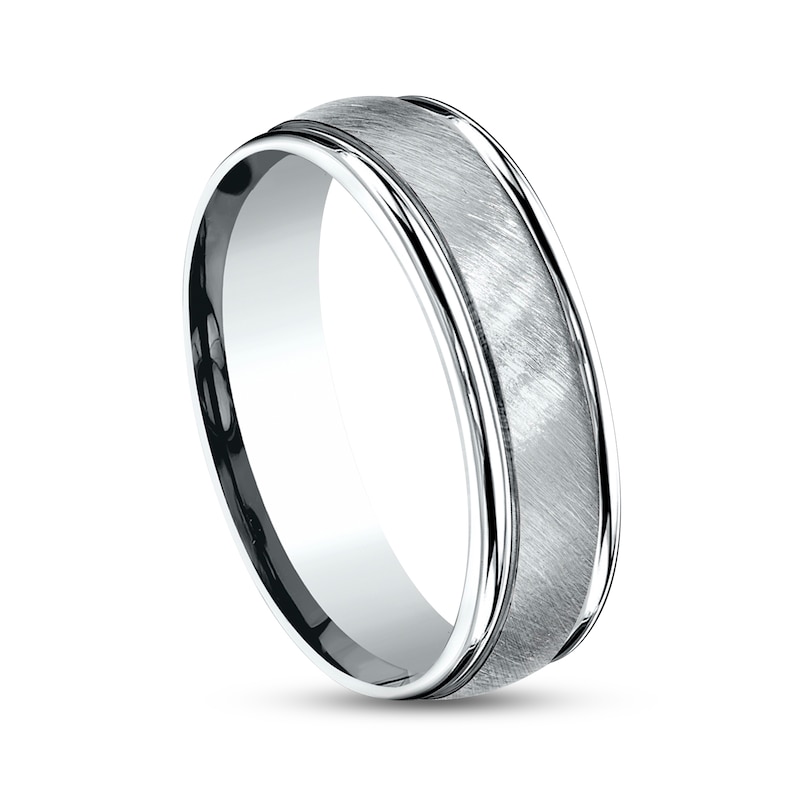 Main Image 2 of Diagonal Satin Wedding Band 14K White Gold 6.0mm