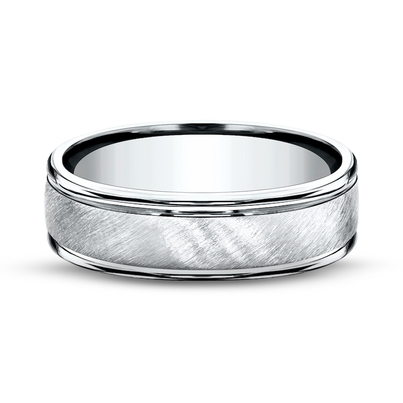 Main Image 3 of Diagonal Satin Wedding Band 14K White Gold 6.0mm