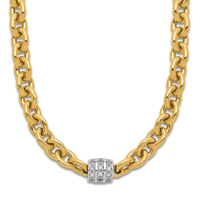 Diamond Station Necklace 5/8 ct tw Round 14K Yellow Gold 18"