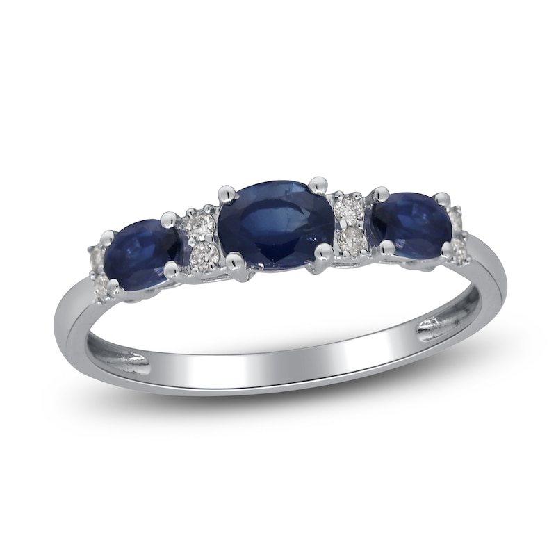 Main Image 2 of Natural Blue Sapphire & Diamond Ring 1/20 ct tw 14K White Gold