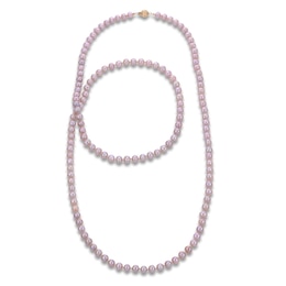 Freshwater Pink Cultured Pearl Strand Necklace 14K Yellow Gold 42&quot;