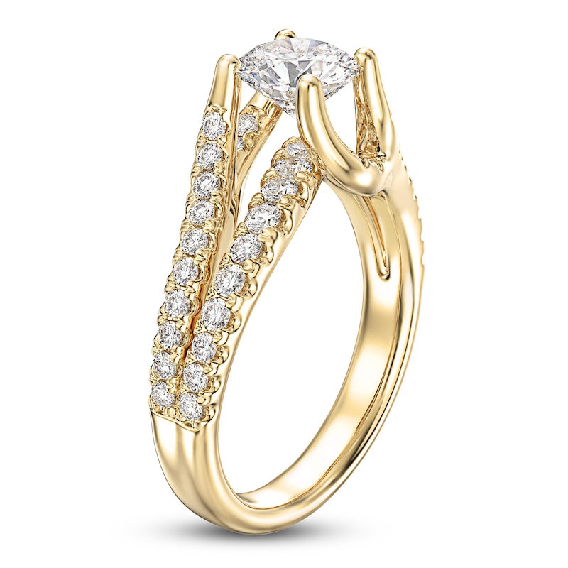 Main Image 2 of Certified Diamond Engagement Ring 1-1/2 ct tw Round 14K Yellow Gold