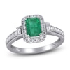 Thumbnail Image 0 of Emerald-Cut Natural Emerald & Diamond Engagement Ring 1/2 ct tw 14K White Gold
