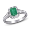 Thumbnail Image 1 of Emerald-Cut Natural Emerald & Diamond Engagement Ring 1/2 ct tw 14K White Gold
