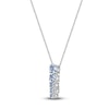 Thumbnail Image 2 of Round-Cut Natural Aquamarine Pendant Necklace 14K White Gold 18&quot;