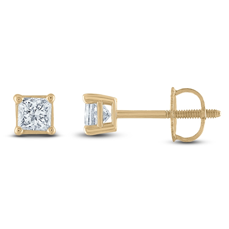 Princess-Cut Diamond Solitaire Stud Earrings 1/3 ct tw 14K Yellow Gold (I/I2)