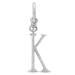 Charm'd by Lulu Frost Diamond Letter K Charm 1/10 ct tw Pavé Round 10K White Gold