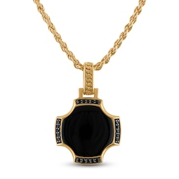 1933 by Esquire Men's Black Onyx & Black Diamond Necklace 1/8 ct tw 18K Yellow Gold-Plated Sterling Silver 22&quot;