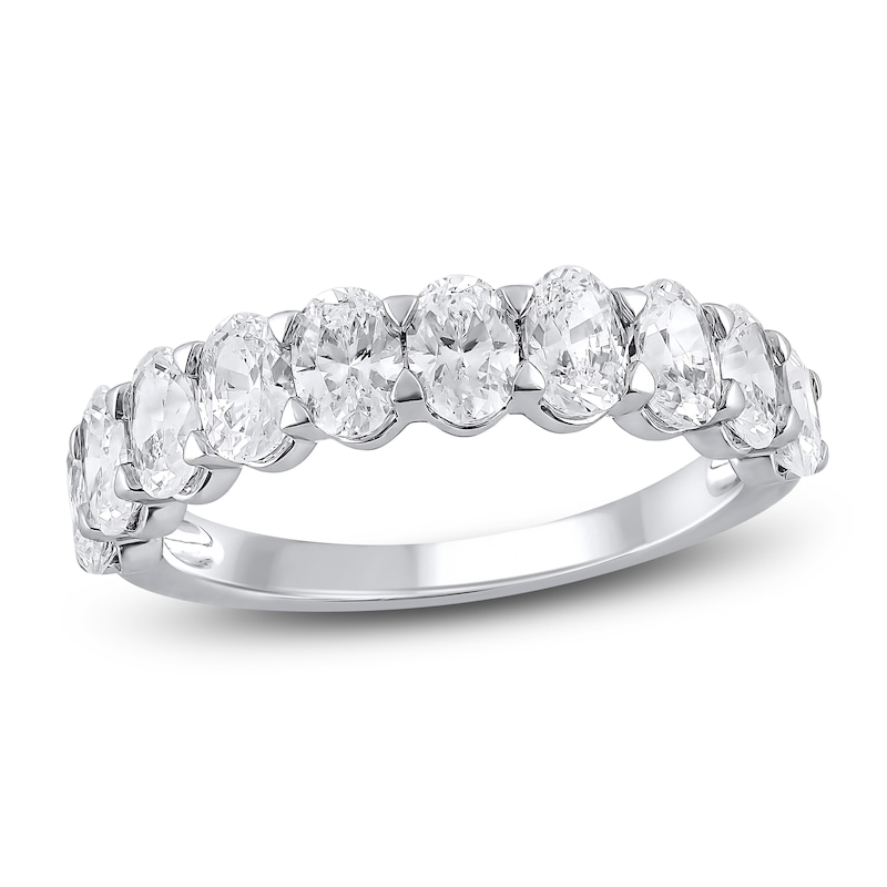 Lab-Created Oval-Cut Diamond Anniversary Ring 2 ct tw 14K White Gold