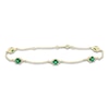 Thumbnail Image 1 of Lab-Created Emerald & Diamond Station Bracelet 1/15 ct tw 10K Yellow Gold 7.25&quot;