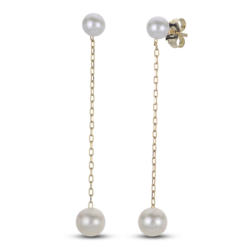 Main Image 3 of Cultured Pearl Y-Drop Necklace & Drop Earrings Set 10K Yellow Gold