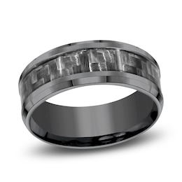 Men's Crosshatch Comfort-Fit Wedding Band 8mm Tantalum & Carbon Fiber