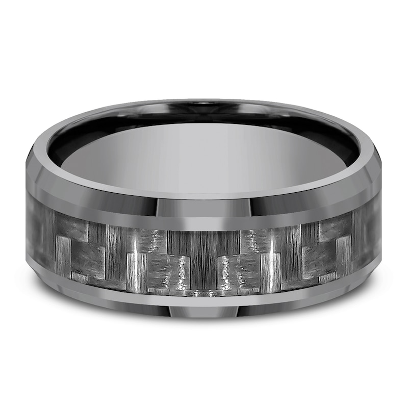 Main Image 3 of Men's Crosshatch Comfort-Fit Wedding Band 8mm Tantalum & Carbon Fiber